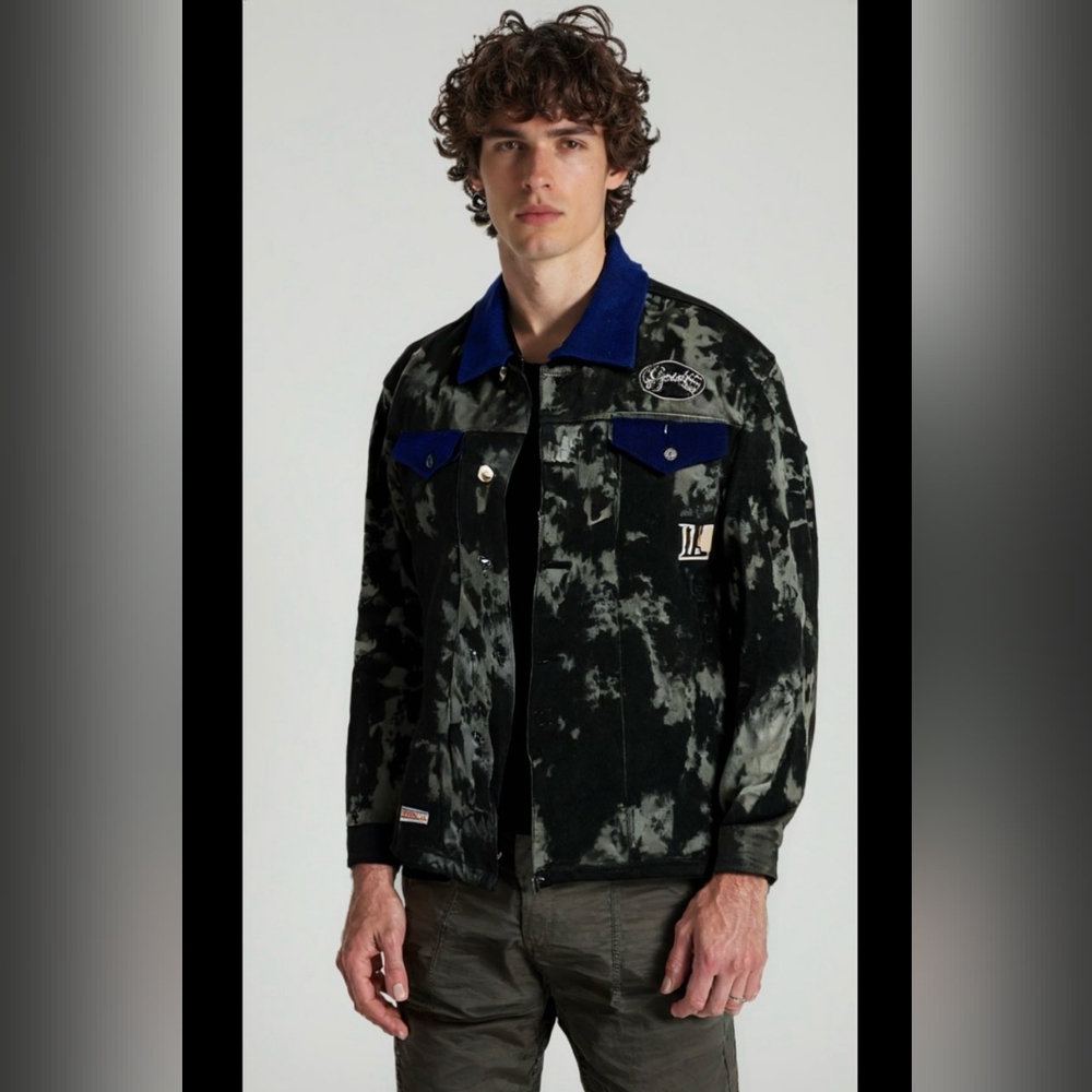 New York Giants mens Jean jacket Marble tye dye Size Large nwt